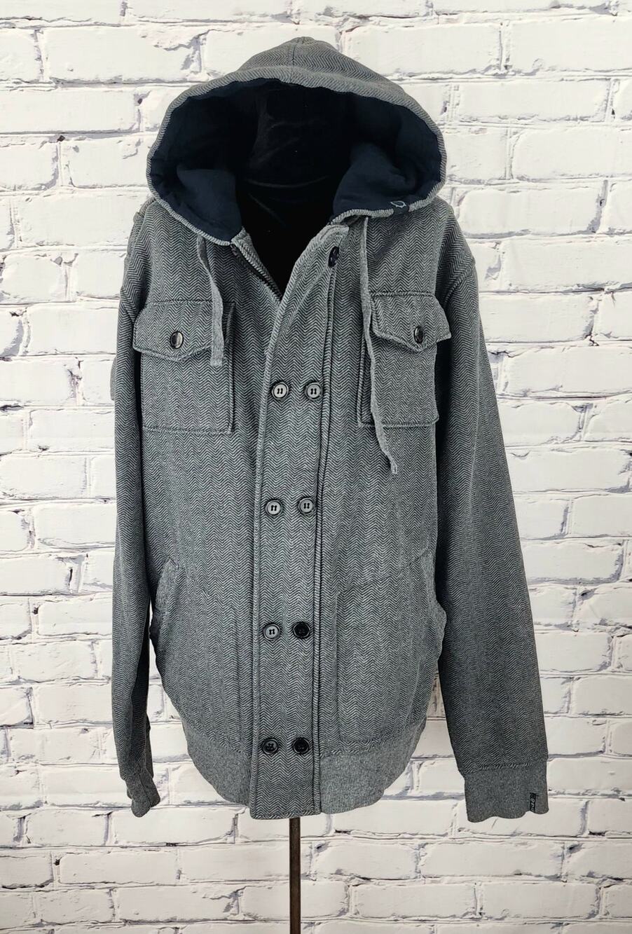 Empyre Jacket Mens Herringbone Hooded normcore Sweatshirt streetwear cabincore